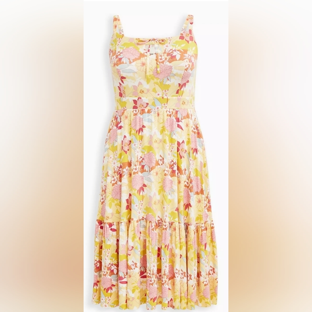 Torrid Yellow and Pink Floral Midi Dress